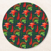 Colourful Exotic Flowers Leaves Pattern-23187 Ronde Kartonnen Onderzetter (Voorkant)