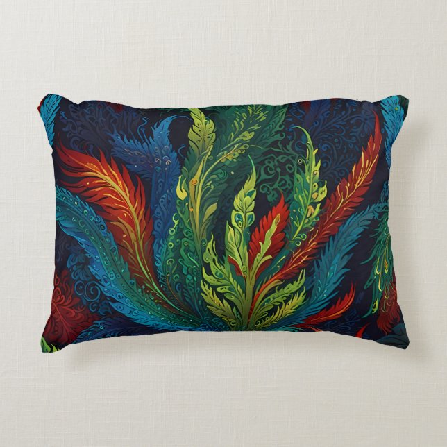 Colourful Feather pattern Accent Kussen (Voorkant)