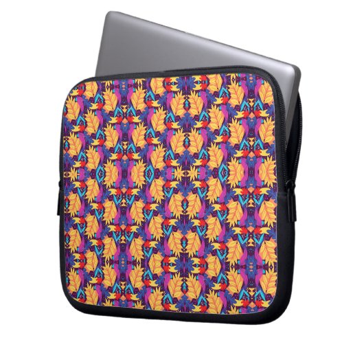 Colourful genetic pattern laptop sleeve (Voorkant Links)