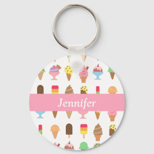 Colourful Ice Cream Desserts Girls Name Keychain