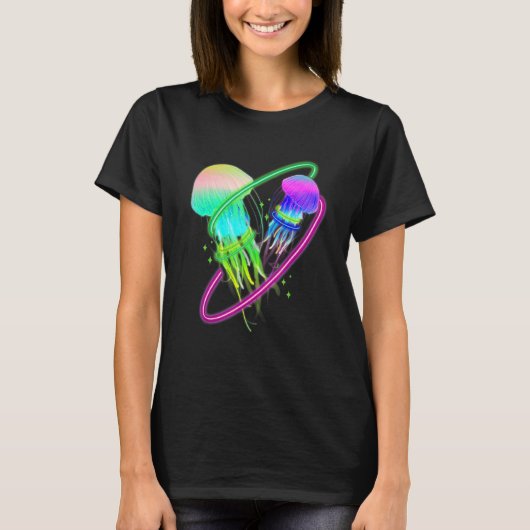 Colourful jellyfish for biologists sea creatures t-shirt (Voorkant)