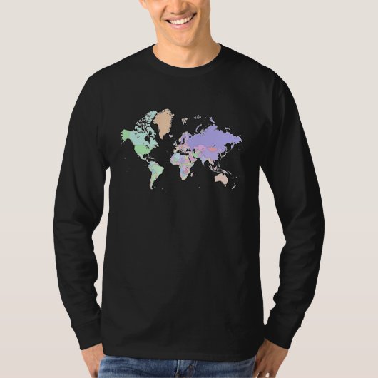 Colourful map of the world countries  internationa t-shirt (Voorkant)