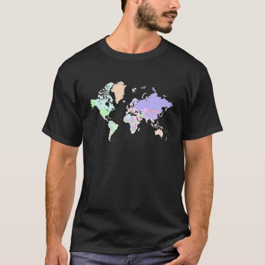 Colourful map of the world countries  internationa t-shirt (Voorkant)