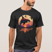 Colourful mystical orca whale watching dolphin pot t-shirt (Voorkant)