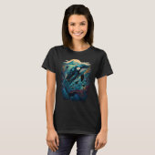 Colourful mystical orca whale watching dolphin pot t-shirt (Voorkant volledig)