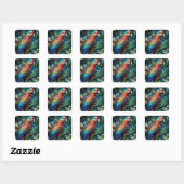 Colourful Parrot Vierkante Sticker (Vel)
