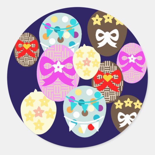 Colourful patterned Easter Egg   Ronde Sticker (Voorkant)