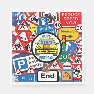 Colourful Road Signs Collage Birthday Party Napkin Servet