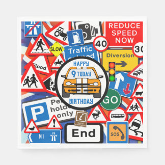 Colourful Road Signs Collage Birthday Party Napkin Servet