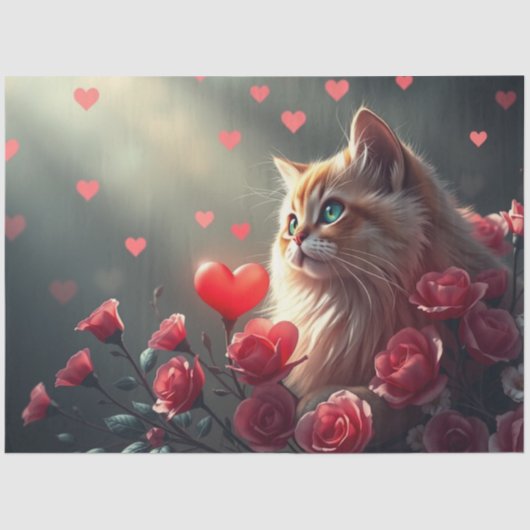 Colourful Romantic Cats Tissue Paper Tissuepapier (Voorkant)