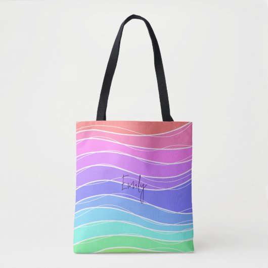 Colourful Stripes Gradient Tote Bag (Devant)