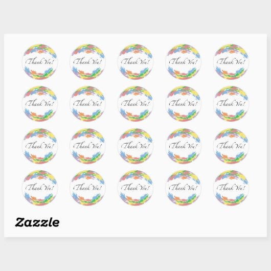 Colourful Thank You Sticker (Feuille)