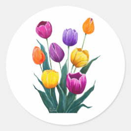 Colourful Tulips Ronde Sticker