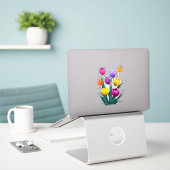 Colourful Tulips Sticker (Laptop op bureau)