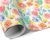 Colourful Watercolor Pastel Floral Cadeaupapier (Rol Hoek)