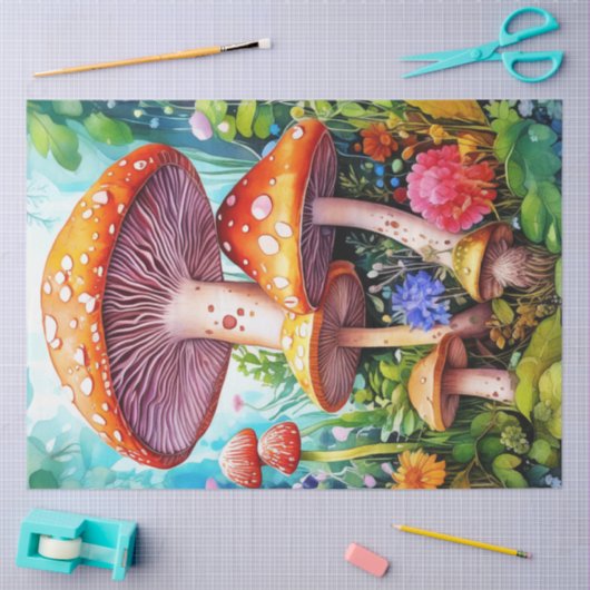 Colourful Wild MushroomsTissue Paper Tissuepapier (Craft)