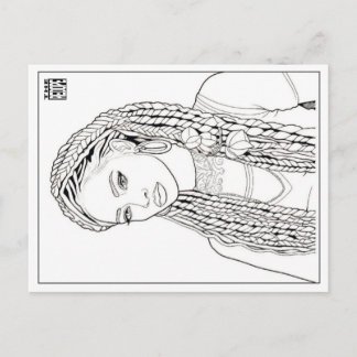 Colouring Post Card | Girl With Da Braidz Feestdagenkaart