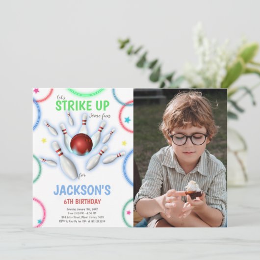 Colours Bowling Invitations d'anniversaire avec ph (Debout devant)