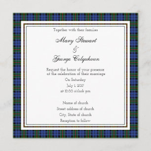 Colquhoun Scottish Wedding Square Invitation Kaart