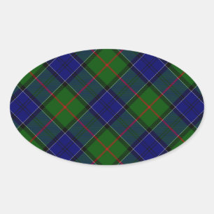 Colquhoun tartan blauw groen ovale sticker