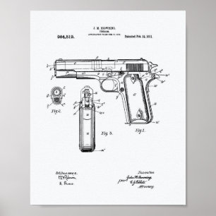 Colt.45 1911 Kunst voor octrooien - Witboek Poster