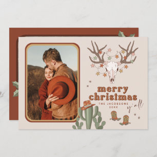 COLT Retro Cactus Cowboy-fotokerstkaart Kaart