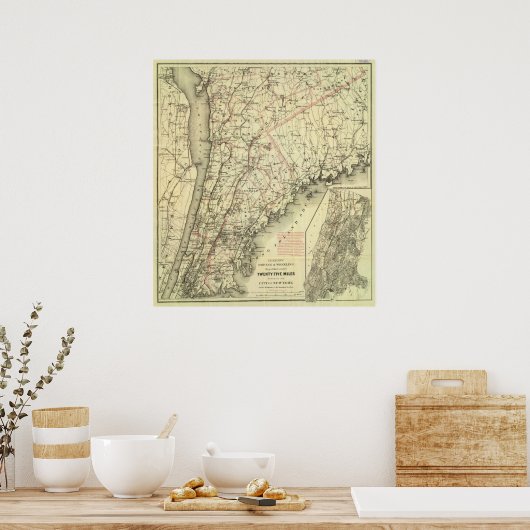 Colton's Driving and Wheeling Map of the US 2 Poster (Keuken)