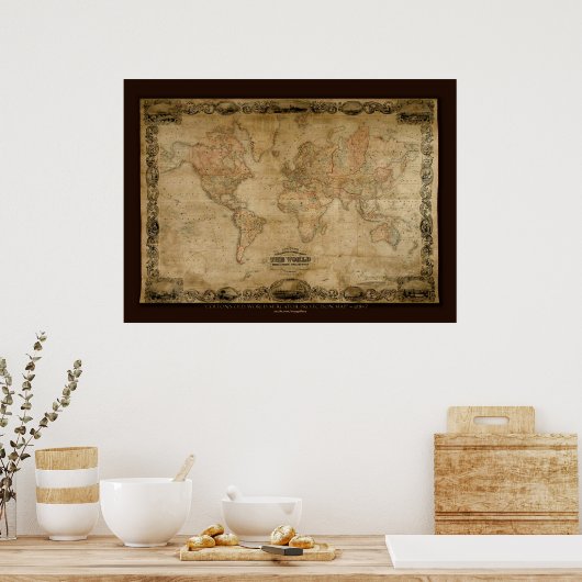 COLTONS Old World Map (c 1847) Poster d'art (Cuisine)