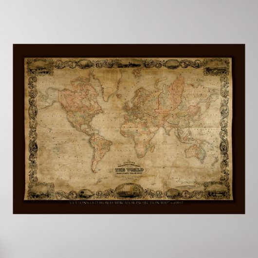 COLTONS Old World Map (c 1847) Poster d'art (Devant)