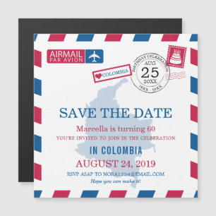 Columbia Airmail Birthday Celebration Magnetische Uitnodiging