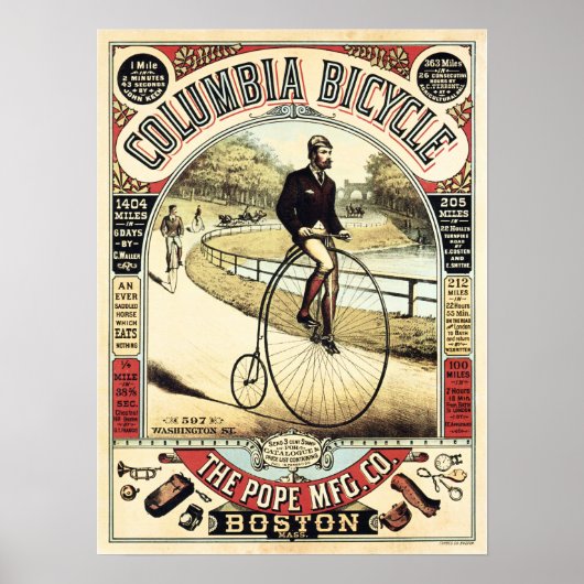 COLUMBIA BICYCLE American Vintage Cycle Poster (Devant)