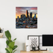 Columbia centre en het centrum van Seattle, Seattl Poster (Thuiskantoor)