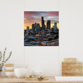 Columbia centre en het centrum van Seattle, Seattl Poster (Keuken)