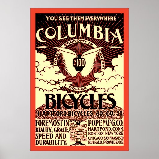 Columbia fietsen ~  fiets Adverteren Poster (Voorkant)
