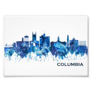 Columbia Missouri Skyline Blue Foto Afdruk