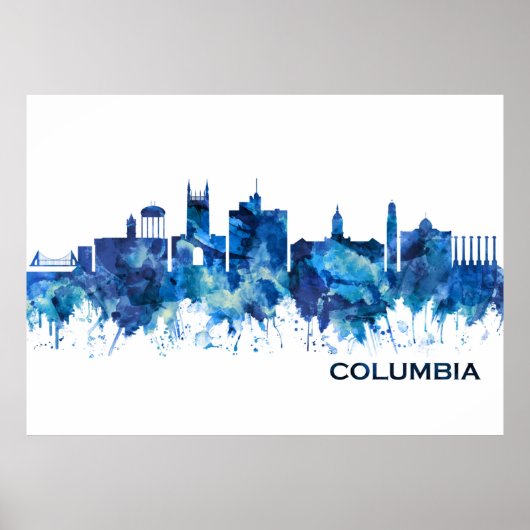 Columbia Missouri Skyline Blue Poster (Voorkant)