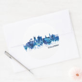 Columbia Missouri Skyline Blue Ronde Sticker (Envelop)