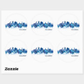 Columbia Missouri Skyline Blue Ronde Sticker (Vel)