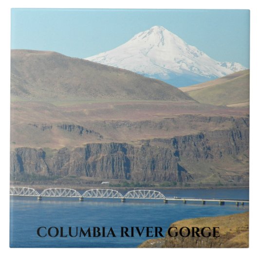 Columbia River Gorge en Mount Hood Landschap Tegeltje (Voorkant)