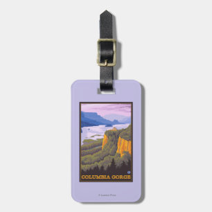 Columbia River Gorge Scene met Crown Point Bagagelabel