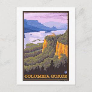 Columbia River Gorge Scene met Crown Point Briefkaart