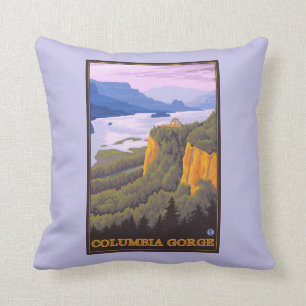 Columbia River Gorge Scene met Crown Point Kussen