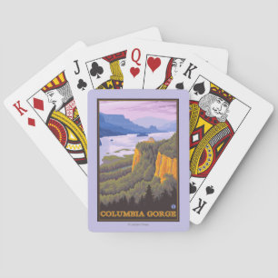 Columbia River Gorge Scene met Crown Point Pokerkaarten