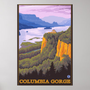 Columbia River Gorge Scene met Crown Point Poster