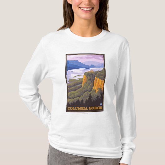 Columbia River Gorge Scene met Crown Point T-shirt (Voorkant)
