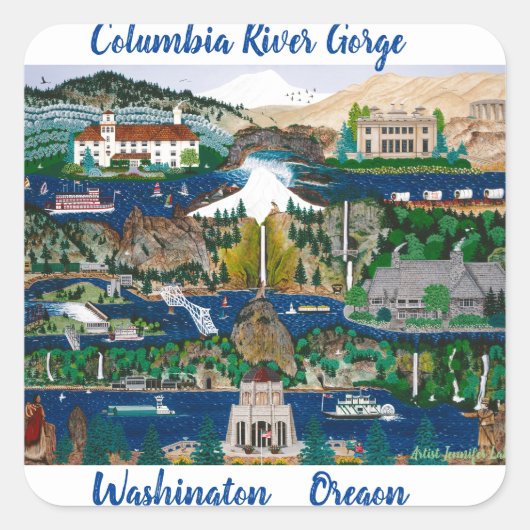 Columbia River Gorge Vierkante Sticker (Voorkant)