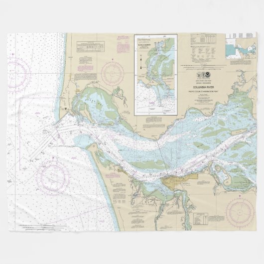 Columbia River Nautische Grafiek 18521 Fleece Deken (Voorkant (Horizontaal))