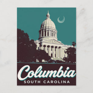 Columbia SC State House Koepel Vintage Kunst Briefkaart