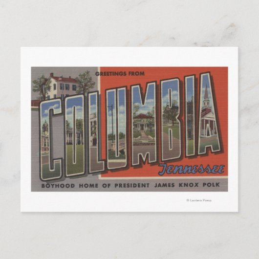 Columbia, Tennessee - Grote letterscènes Briefkaart (Voorkant)