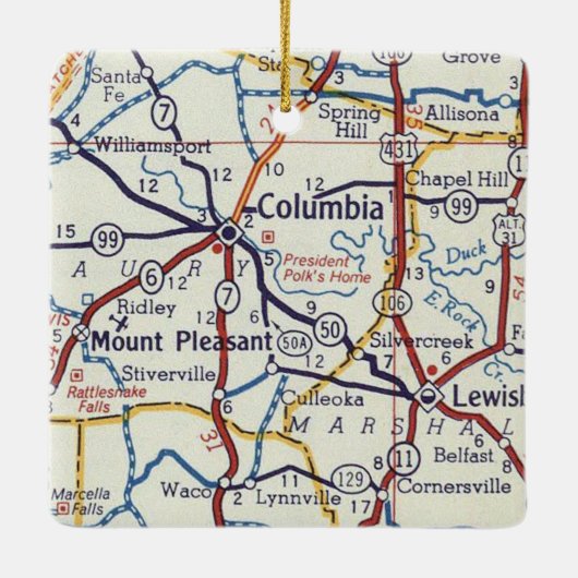 Columbia TN Keramisch Ornament (Achterkant)